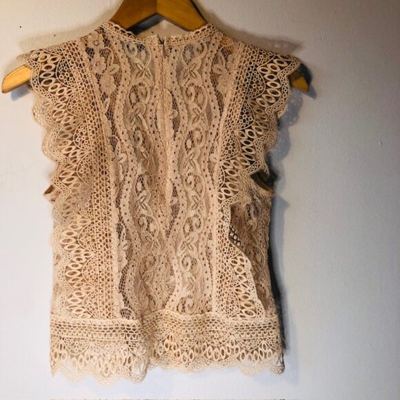 Zara Sleeveless Lace Top, Size S, Tan, Elegant, Feminine, Boho Chic, Lac… - Picture 5 of 5